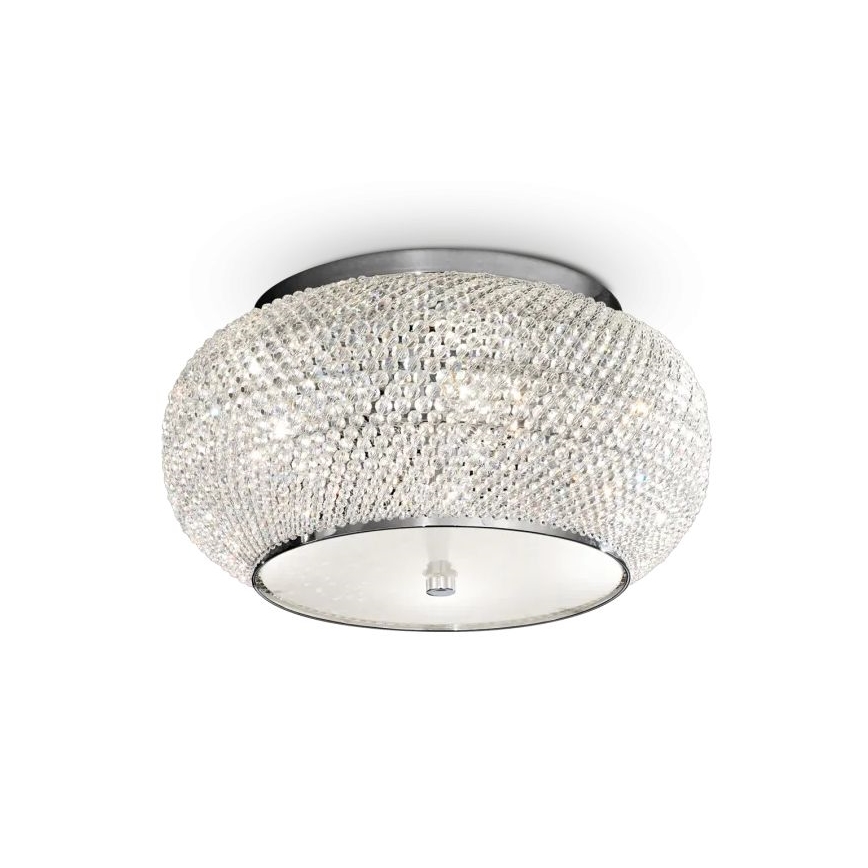 Ideal Lux - Кристален плафон PASHA 6xE14/40W/230V Ø 40 см лъскав хром