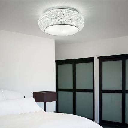 Ideal Lux - Кристален плафон PASHA 6xE14/40W/230V Ø 40 см лъскав хром