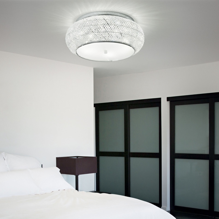 Ideal Lux - Кристален плафон PASHA 6xE14/40W/230V Ø 40 см лъскав хром