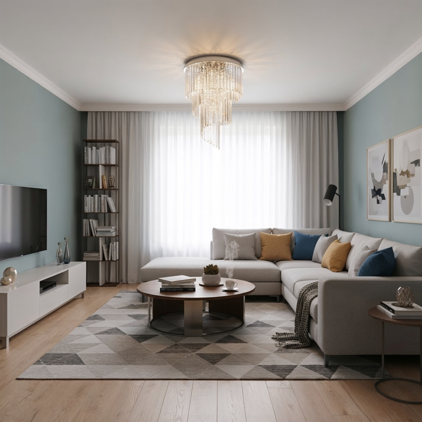 Ideal Lux - Кристален полилей за повърхностен монтаж CARLTON 12xE14/40W/230V Ø 50 см лъскав хром