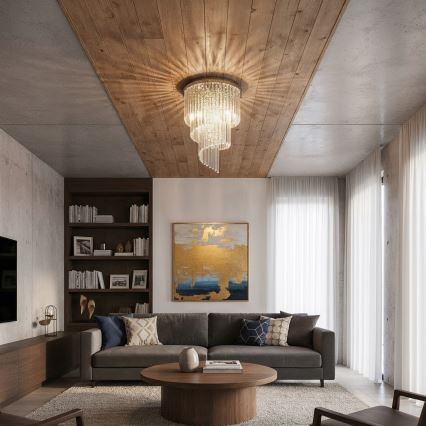 Ideal Lux - Кристален полилей за повърхностен монтаж CARLTON 12xE14/40W/230V Ø 50 см лъскав хром