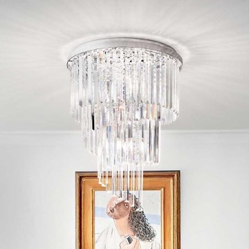 Ideal Lux - Кристален полилей за повърхностен монтаж CARLTON 12xE14/40W/230V Ø 50 см лъскав хром