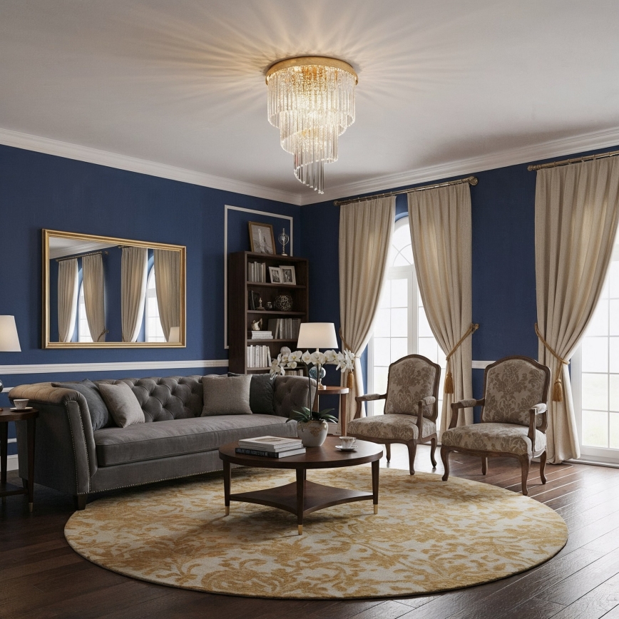 Ideal Lux - Кристален полилей за повърхностен монтаж CARLTON 12xE14/40W/230V Ø 50 см златист