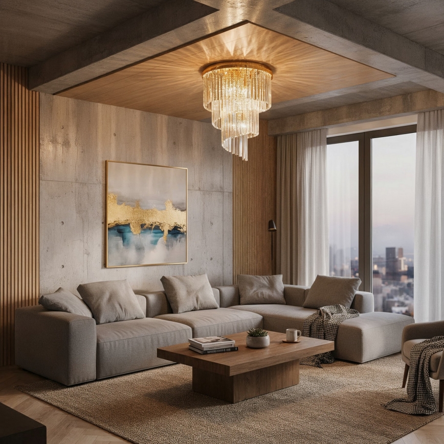 Ideal Lux - Кристален полилей за повърхностен монтаж CARLTON 12xE14/40W/230V Ø 50 см златист