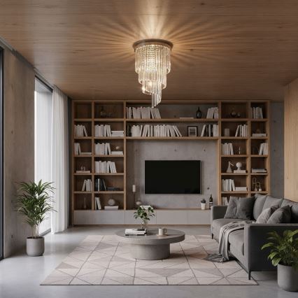 Ideal Lux - Кристален полилей за повърхностен монтаж CARLTON 8xE14/40W/230V Ø 40 см лъскав хром