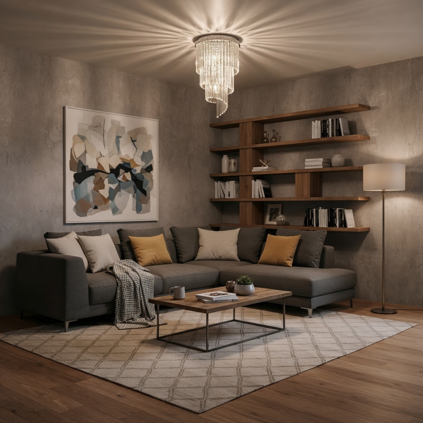 Ideal Lux - Кристален полилей за повърхностен монтаж CARLTON 8xE14/40W/230V Ø 40 см лъскав хром