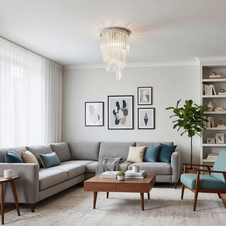 Ideal Lux - Кристален полилей за повърхностен монтаж CARLTON 8xE14/40W/230V Ø 40 см лъскав хром