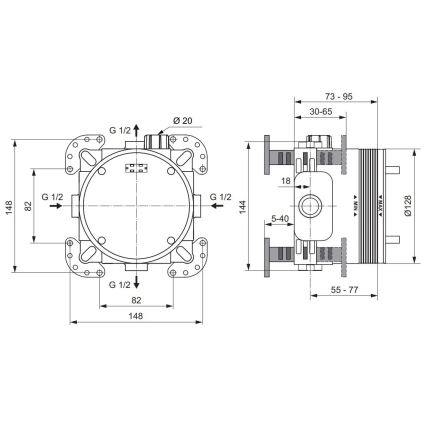 Ideal Standard A1000NU - Монтажно тяло за вградени смесители BUILT-IN синьо