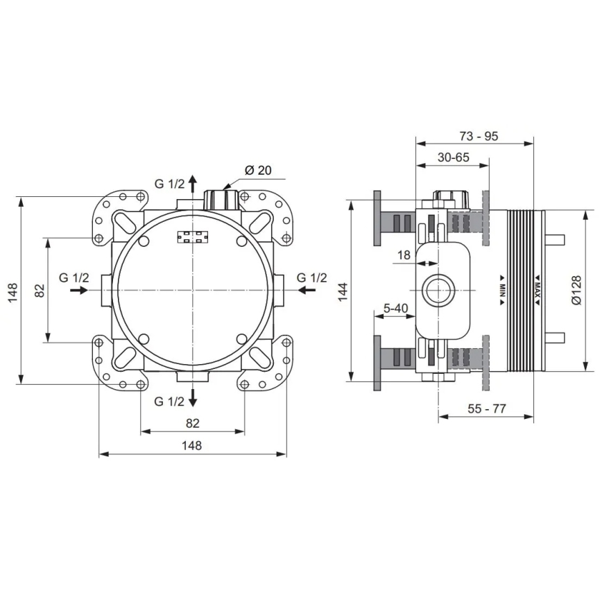 Ideal Standard A1000NU - Монтажно тяло за вградени смесители BUILT-IN синьо