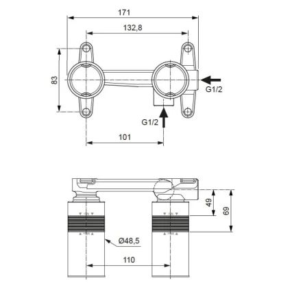 Ideal Standard A1313NU - Монтажно тяло за вграден смесител за мивка, синьо