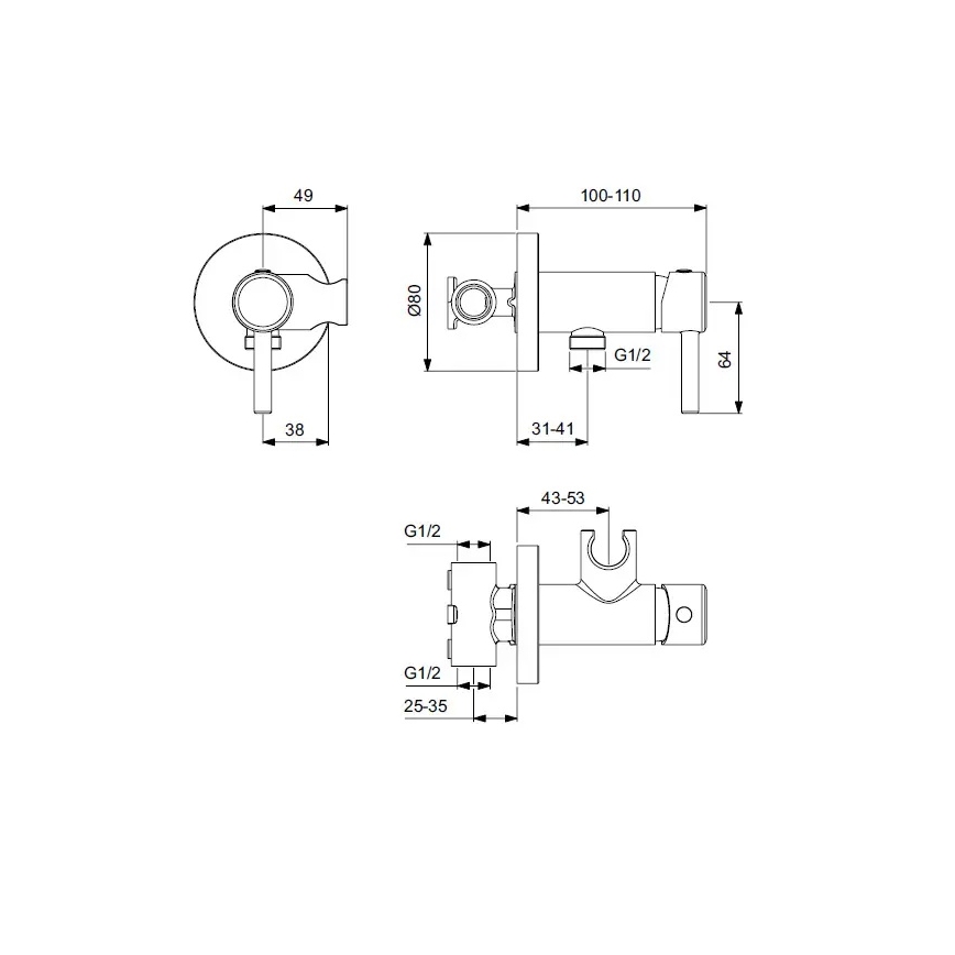 Ideal Standard A5809AA - Смесител за биде за вграден монтаж IDEALSPRAY лъскав хром