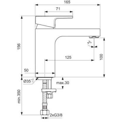 Ideal Standard A7105AA - Смесител за мивка EDGE 15,6 см, блестящ хром