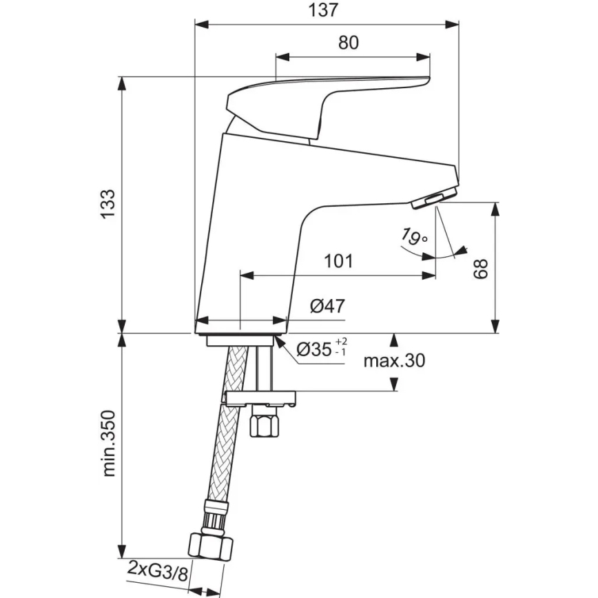 Ideal Standard B1710AA - Смесител за умивалник CERAFLEX, 13,3 см, лъскав хром