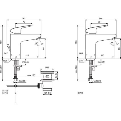 Ideal Standard B1714AA - Смесител за умивалник CERAFLEX 15,9 см лъскав хром