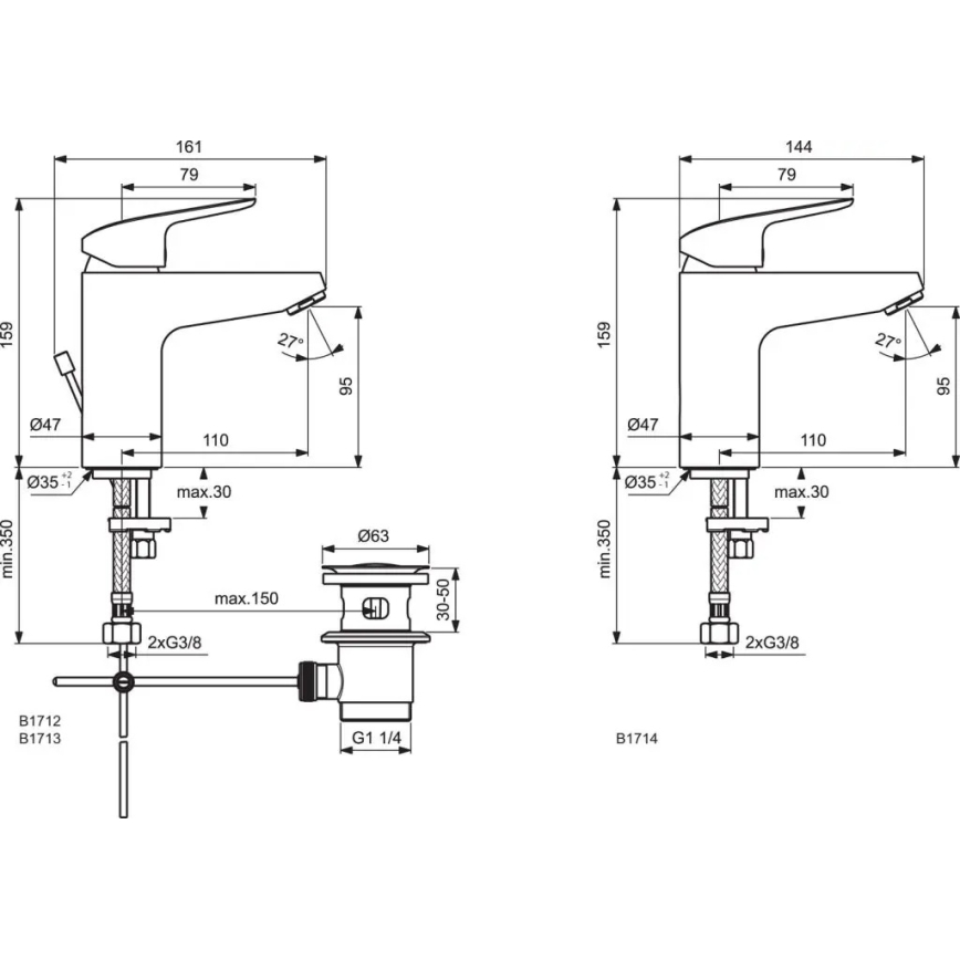 Ideal Standard B1714AA - Смесител за умивалник CERAFLEX 15,9 см лъскав хром