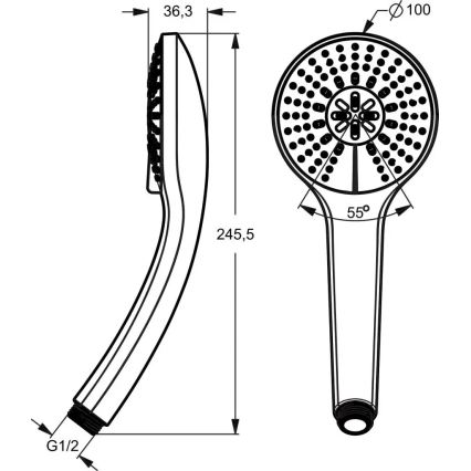 Ideal Standard B9403AA - Ръчен душ IDEALRAIN, лъскав хром