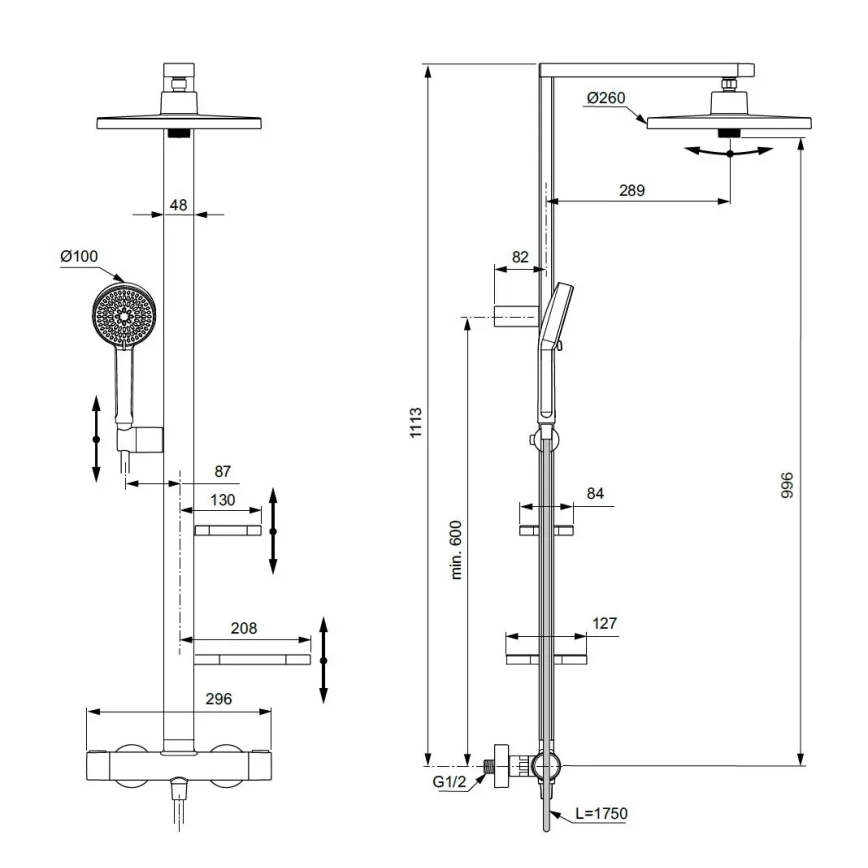Ideal Standard BD583SI - Комплект за душ с термостатен смесител CERATHERM ALU+ в матов хром