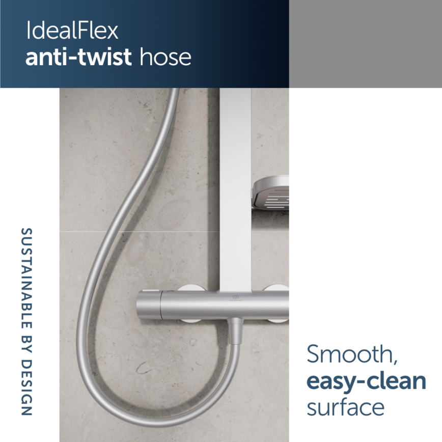 Ideal Standard BD583SI - Душ комплект с термостатен смесител CERATHERM ALU+ в сребристо