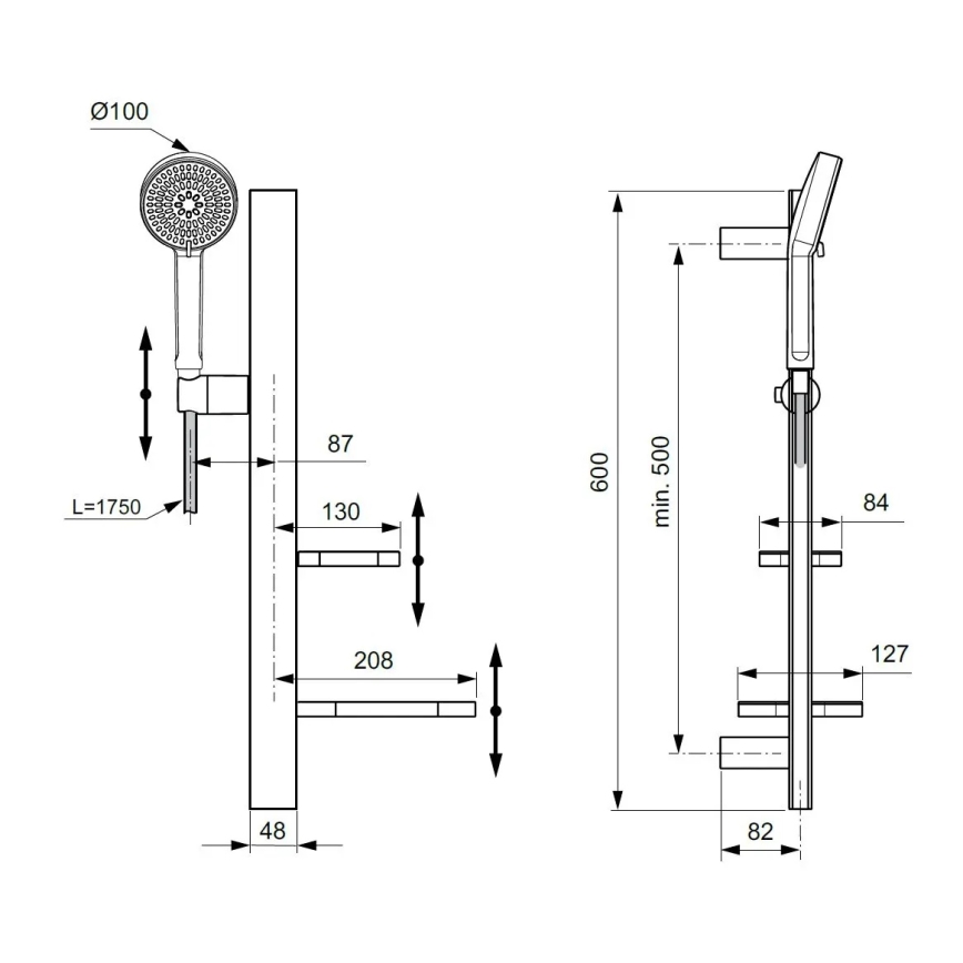 Ideal Standard BD586XG - Душ комплект IDEALRAIN ALU+ в матово черно