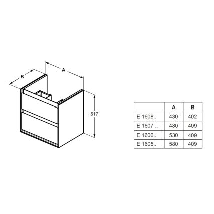 Ideal Standard E1606B2 - Долен шкаф за мивка CONNECT AIR 53x40,9cm бял