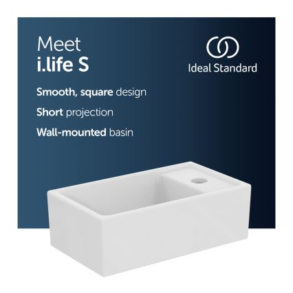 Ideal Standard E211201 - Мивка за окачване I.LIFE S 37x21 см керамика/бяла