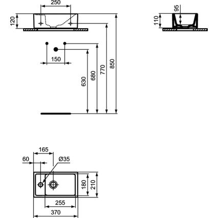 Ideal Standard E211301 - Мивка за стенен монтаж I.LIFE S 37x21 cm керамична/бяла