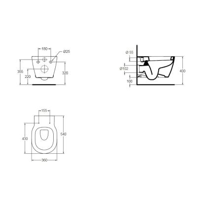 Ideal Standard E823201 - Подвесна тоалетна чиния CONNECT керамика/бяла