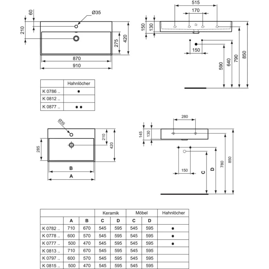 Ideal Standard K077801 - Висяща мивка STRADA 60x42 см керамика/бяла