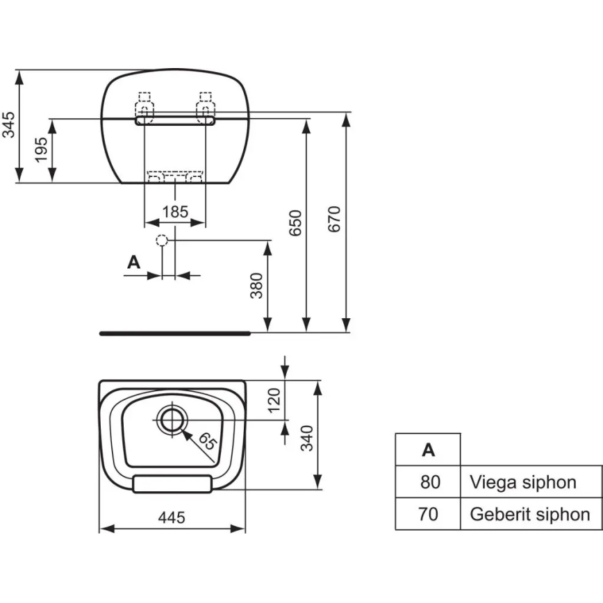 Ideal Standard R380601 - Стенна мивка DOURO 44,5x34 cm керамика/бяла