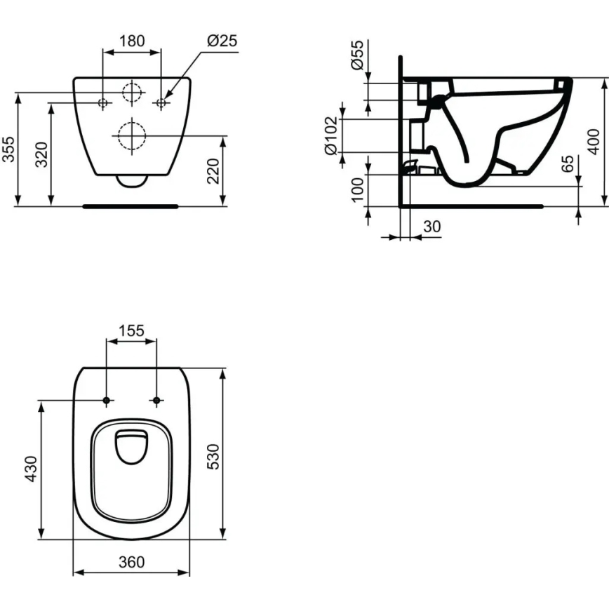 Ideal Standard T007801 - Подвесен WC TESI, керамика, бял