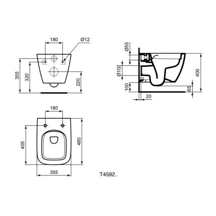 Ideal Standard T459201 - Подвесна тоалетна чиния Rimless I.LIFE S керамика/бяла