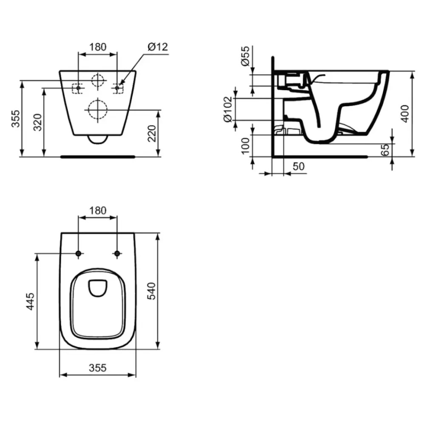 Ideal Standard T461401 - Висящо WC без ръб I.LIFE B керамика/бял