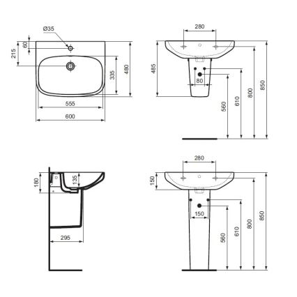 Ideal Standard T470501 - Висяща мивка I.LIFE A 60x48 см керамика/бяла