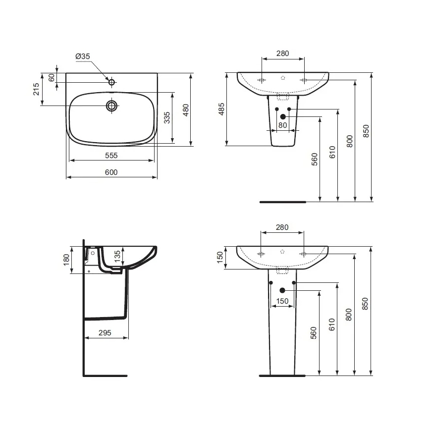 Ideal Standard T470501 - Висяща мивка I.LIFE A 60x48 см керамика/бяла