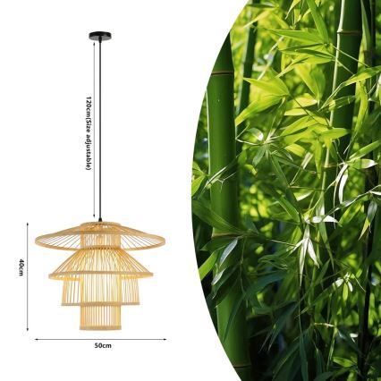 Пендел PINCHOS 1xE27/40W/230V Ø 50 см бамбук