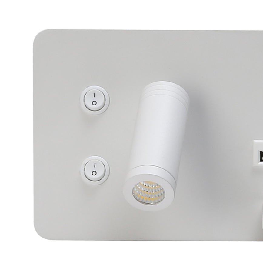 Immax 08285L - LED стенен прожектор с рафт, USB порт и безжично зареждане Be PREPARE LED/3W/230V + LED/3W бял