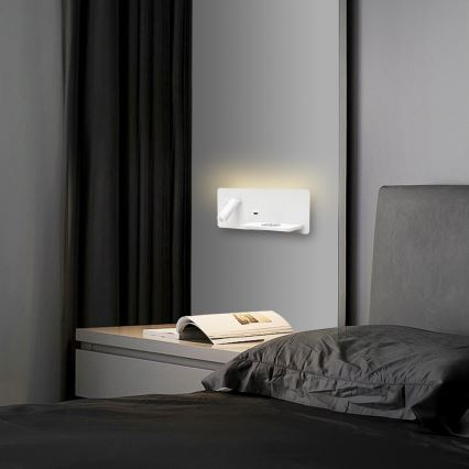 Immax 08285L - LED Стенен спот с рафт, USB порт и безжично зареждане Be PREPARE LED/3W/230V + LED/3W бял