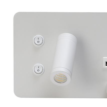 Immax 08285L - LED Стенен спот с рафт, USB порт и безжично зареждане Be PREPARE LED/3W/230V + LED/3W бял