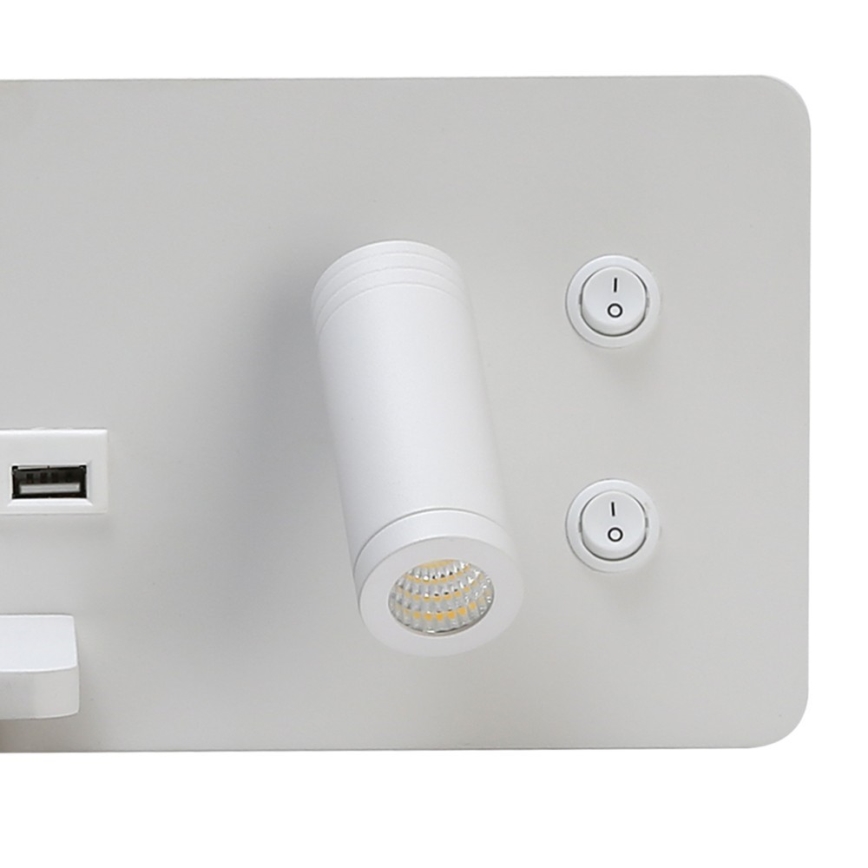 Immax 08286L - LED стенен прожектор с рафт, USB порт и безжично зареждане Be PREPARE LED/3W/230V + LED/3W бял