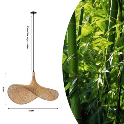 Immax 08290L - Пендел SOMBRERO 1xE27/40W/230V Ø 80 cm ратан