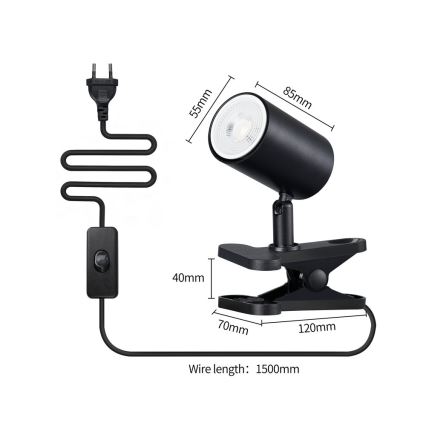 Лампа с щипка PUNTO 1xGU10/9W/230V черна