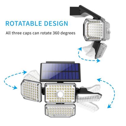 LED Соларен аплик със сензор LED/5W/5,5V IP65 2400 mAh