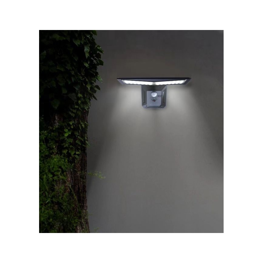 LED Соларен аплик със сензор LED/2,6W/5,5V IP65 1800 mAh черен
