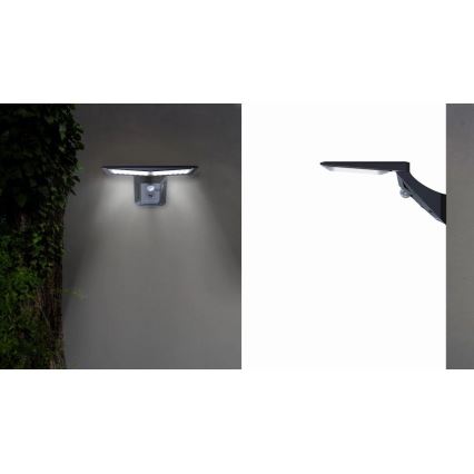 LED Соларен аплик със сензор LED/2,6W/5,5V IP65 1800 mAh черен