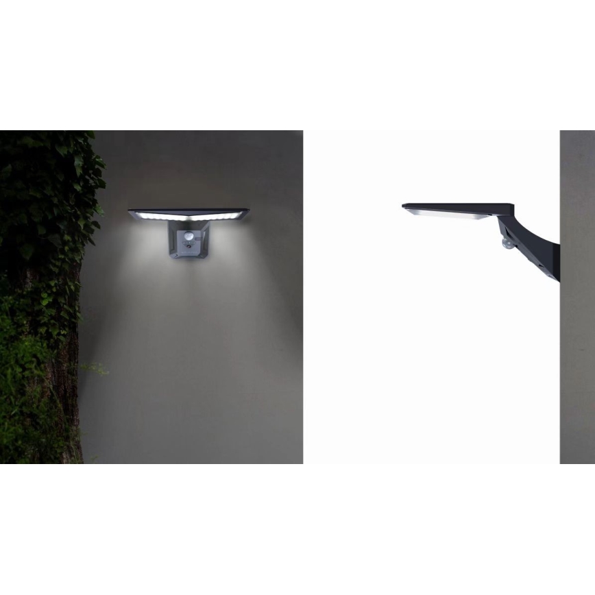 LED Соларен аплик със сензор LED/2,6W/5,5V IP65 1800 mAh черен