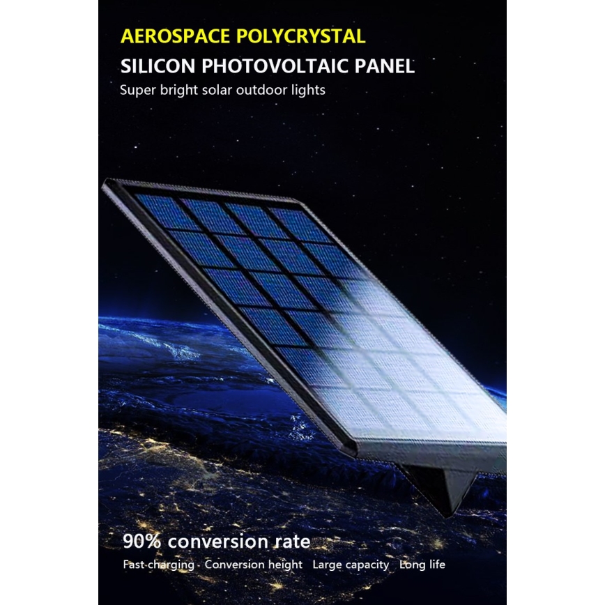 LED Соларен аплик със сензор LED/2,6W/5,5V IP65 1800 mAh черен