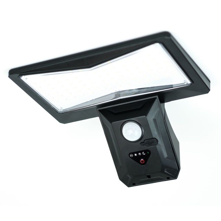 LED Соларен аплик със сензор LED/2,6W/5,5V IP65 1800 mAh черен