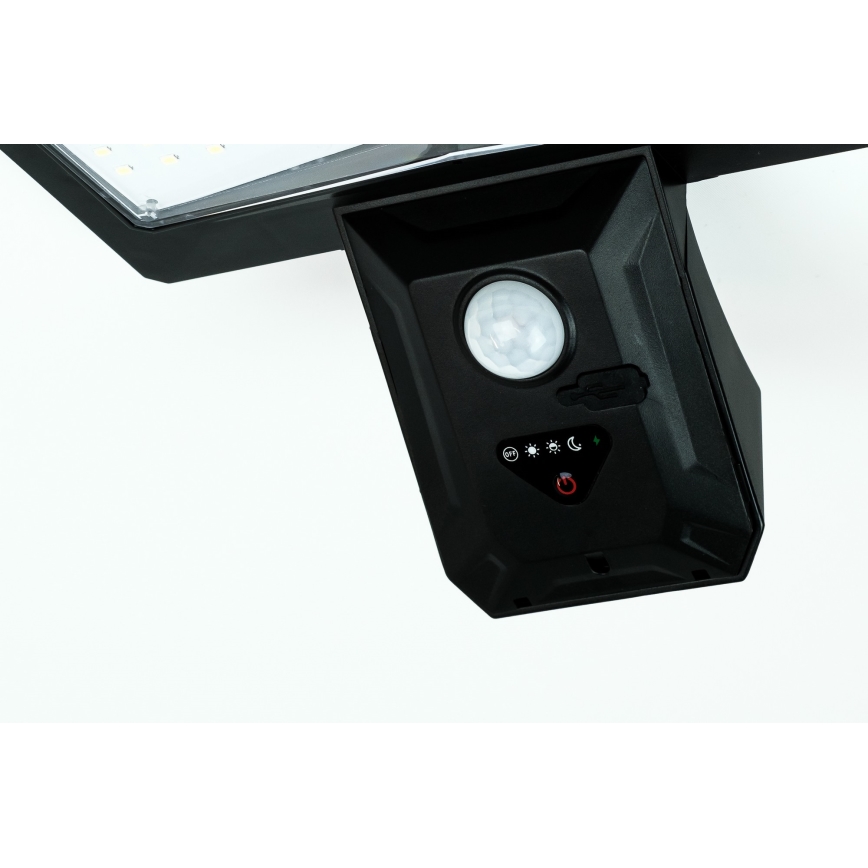 LED Соларен аплик със сензор LED/2,6W/5,5V IP65 1800 mAh черен