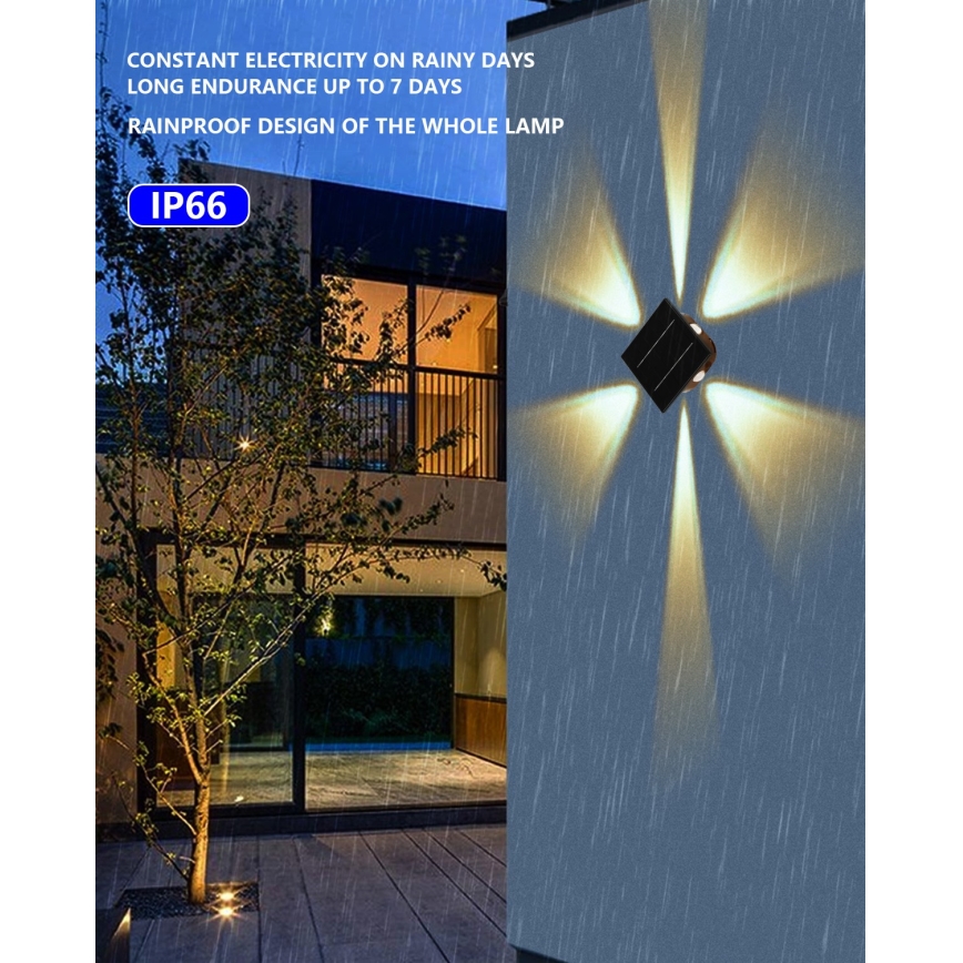 LED Соларен аплик със сензор LED/2W/5V IP54