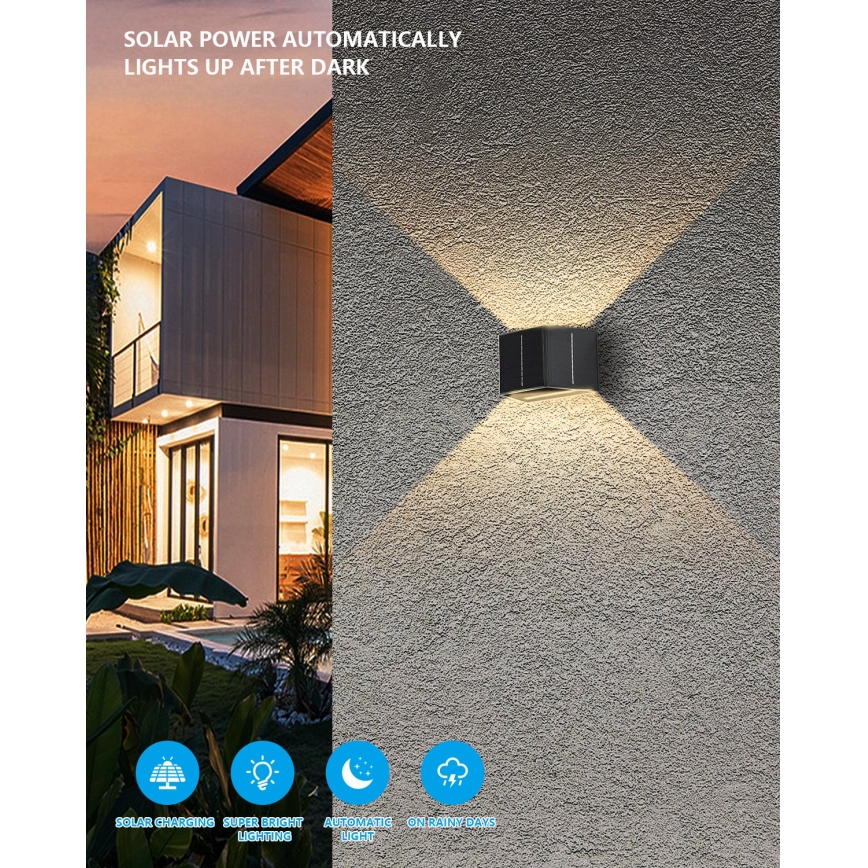 LED Соларен аплик със сензор LED/2W/5V IP54 1300 mAh